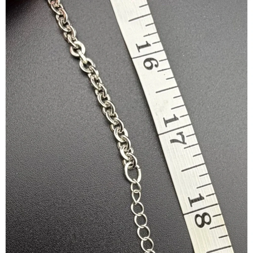 Green Statement Bib‎ Necklace Geometric Abstract Teardrop Silver Tone 17-19